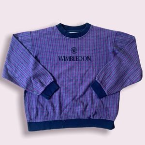 VINTAGE WIMBLEDON BY KENT & CURWEN PLAID CREWNECK ADULT LARGE